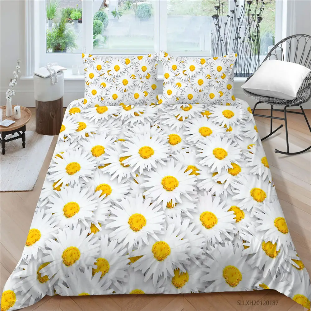 

Creative Bedding Set Daisies Fashion Beautiful Duvet Cover Set For Girls King Double Twin Full Single Queen Bed Set Artistic