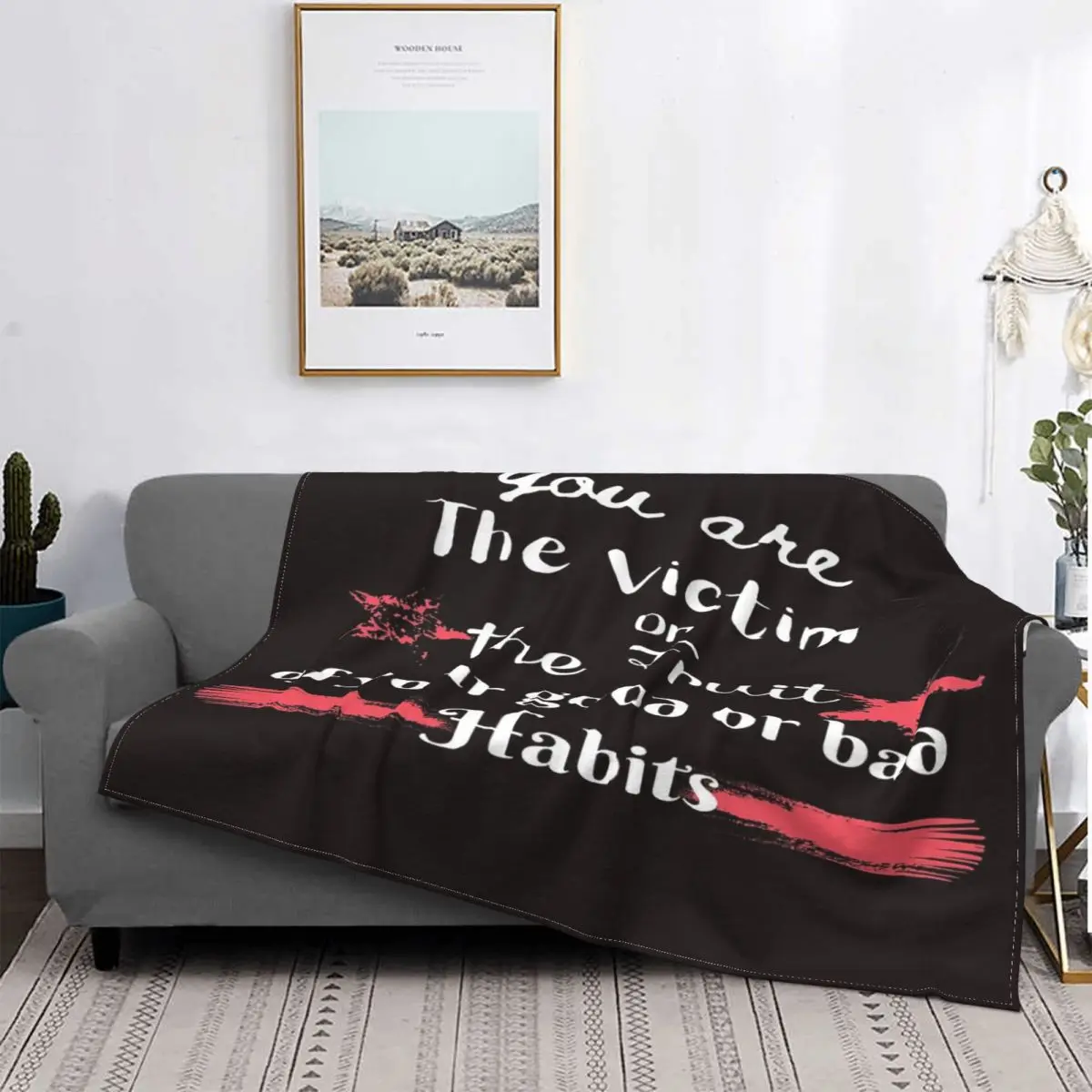 

Manta con frase de hábito motivacional, colcha a cuadros para cama, sofá, manta doble para bebé