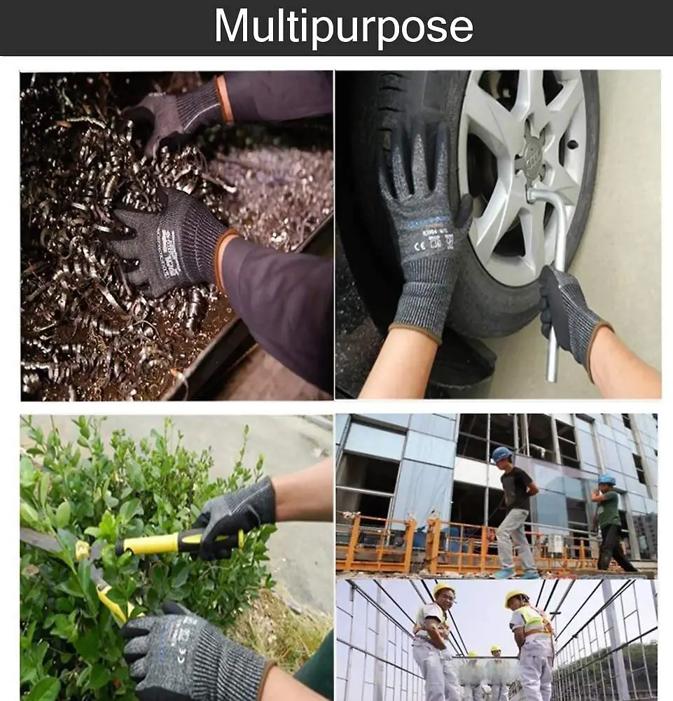 Рабочие перчатки с защитой от порезов Нитриловый уровень 5 защитные для езды на