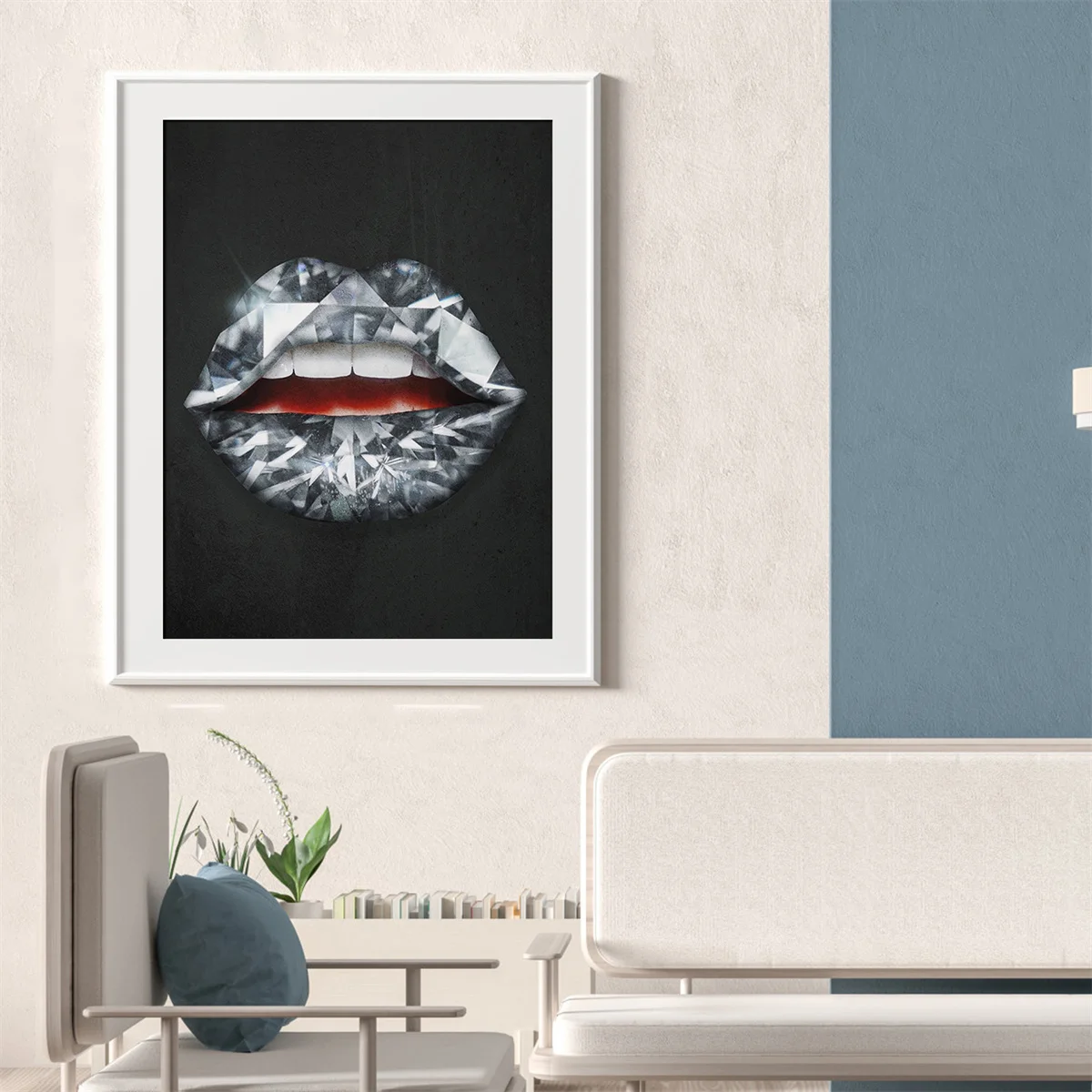 

Abstract Diamond Marble Red Flowers Lips Graffiti Canvas Painting Modern Wall Poster and Print Pictures Living Room Home Decor