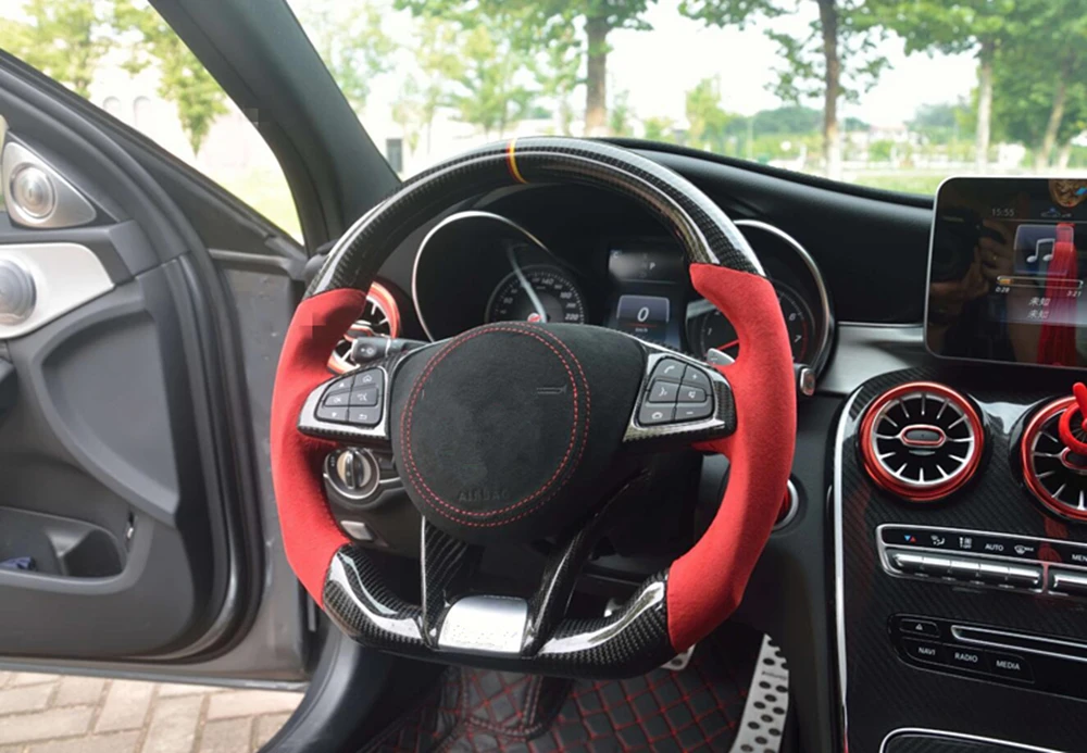 Скидка Сменная накладка на руль из углеродного волокна для Mercedes-Benz CLA C E GLC GLE CLASS W117 W205 W213 X253 W166 C117 C292