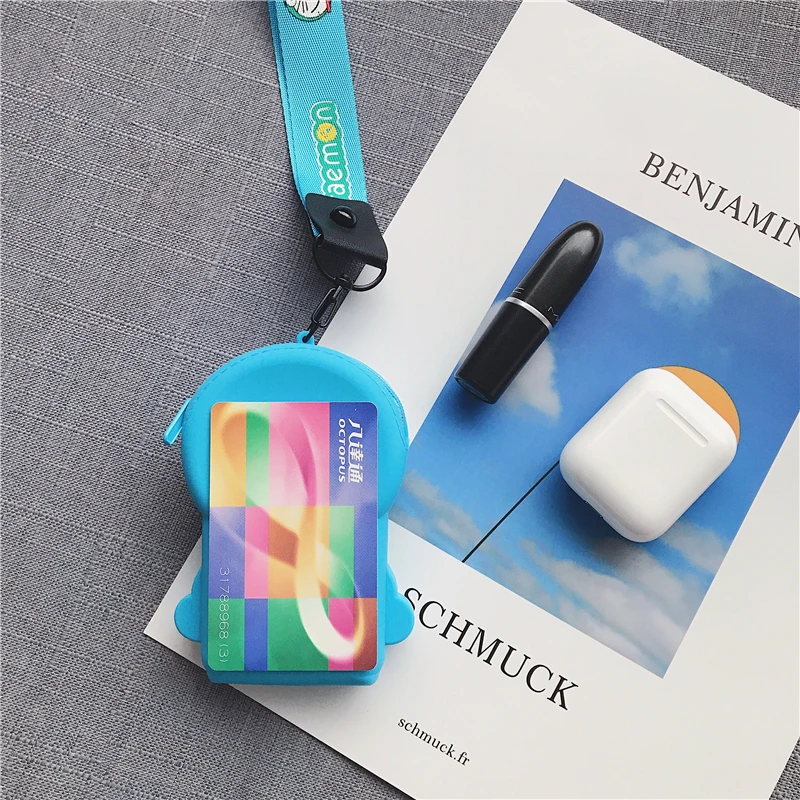 Миниатюрный кошелек для мелочи с роботом-котом Дамский на молнии ремешком