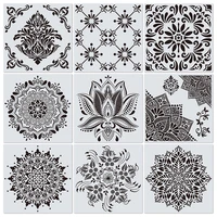 30 530 5cm large mandala plastic stencils flower motifs for home diy decoration painting pattern for floor tiles decorating