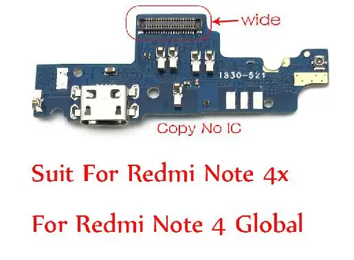 Wide Copy Для Xiaomi Redmi Note 4X Note4x USB док-коннектор, зарядный порт, гибкий кабель, зарядное устройство, микрофонная плата, запасные части - Цвет: Wide Copy
