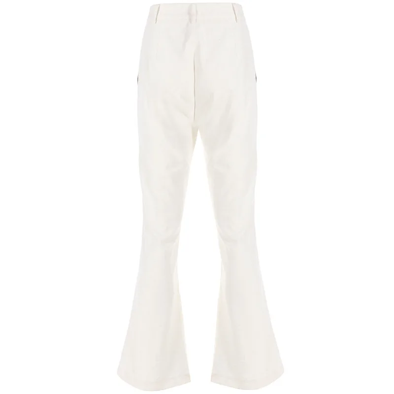 

WEPBEL High Waist Pocket Long Pants Women's Casual Flame Print Slim Fit Flare Pants Summer Fashion Button Trousers