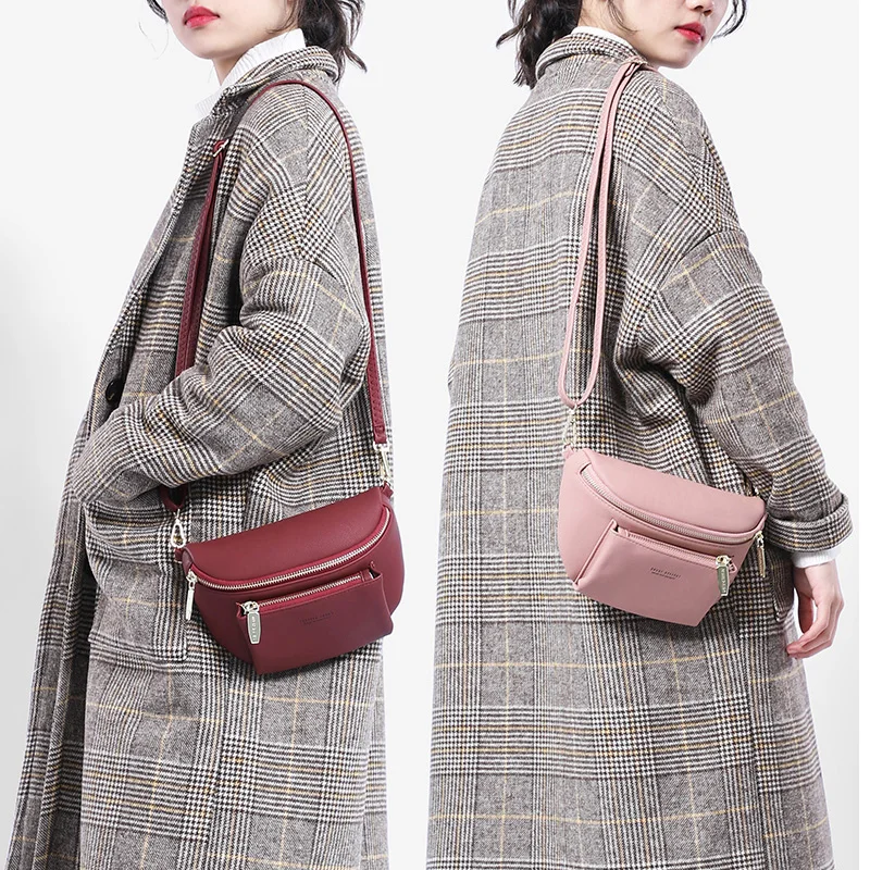 Brand Women's Waist Bag Soft PU Leather Belt Bags Designer Shoulder Messenger Chest Bag Female Fashion Fanny Pack Hip Purse NEW