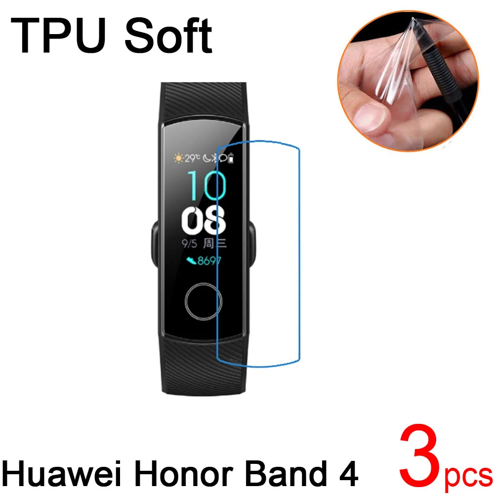3 шт. Ультра прозрачная TPU мягкая полная защитная крышка для экрана Huawei Honor Band 4 5 A2 2