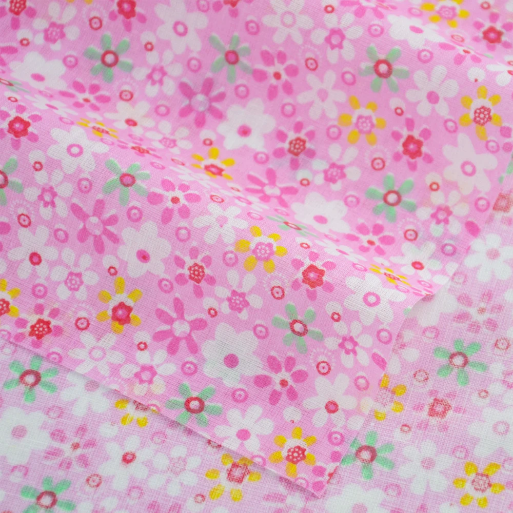 Ткань Tecido розовый маленький цветочный стиль шитье толстые четверть Ткани