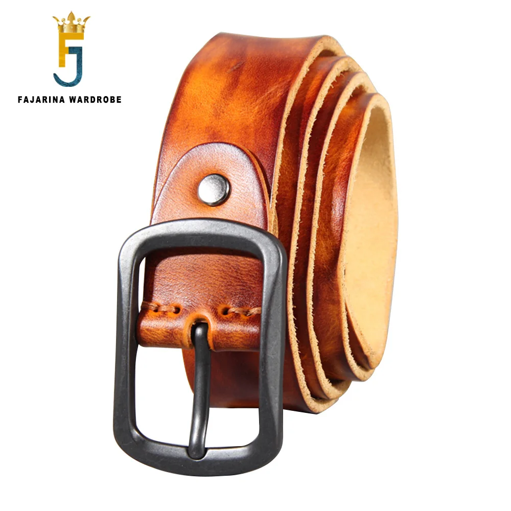 FAJARINA Personalized Men's Top Quality Pure Cowhide Belts Retro Style Cow Skin Leather Head 1st Layer Belt for Men N17FJ969