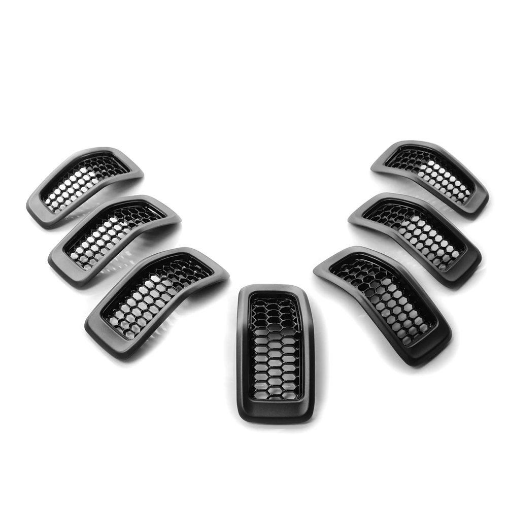

2021 Black Front Insert Mesh Grille Trim Cover Honeycomb Grill Clip-in for Jeep Cherokee 2014-2018 Glossy