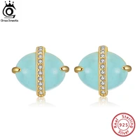 orsa jewels exquisite oval shape natural aquamarine stud earrings in solid 925 sterling silver for women earings jewelry gme04