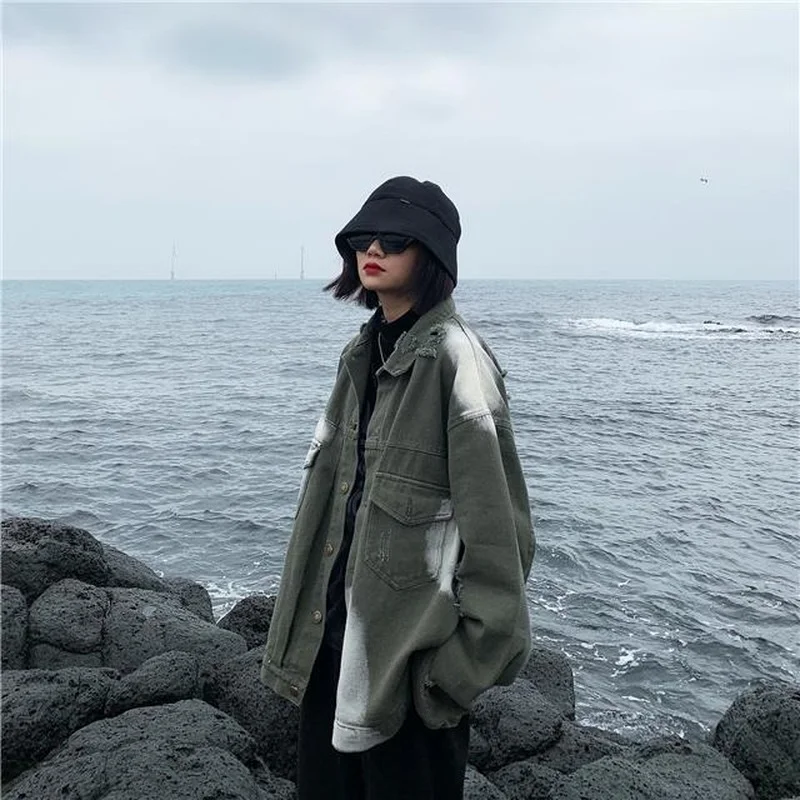 Куртка женская джинсовая в стиле бойфренд базовая Свободная верхняя одежда из