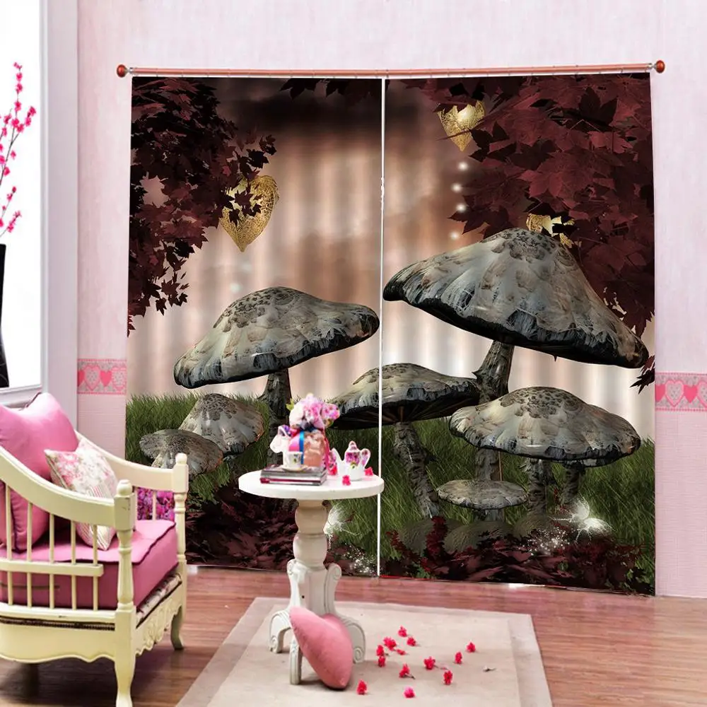 

Window Curtain Bedroom Living Room Curtains Photo Printed Blackout Drapes For Office Hotel Home Decor mushroom Kids Room Curtain