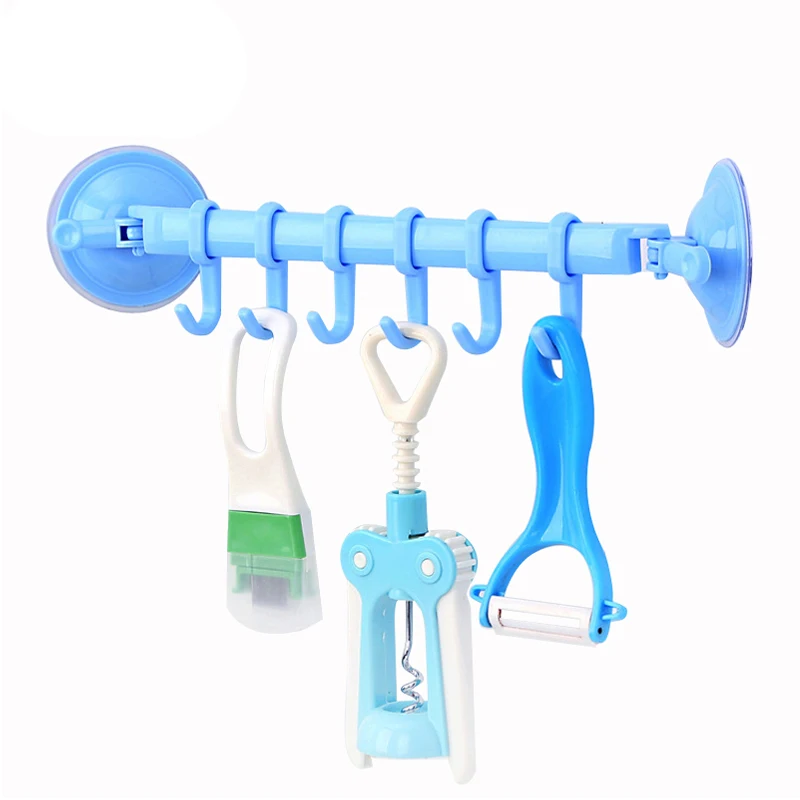 Многофункциональная вешалка с крючками двойная всасывающая для полотенец