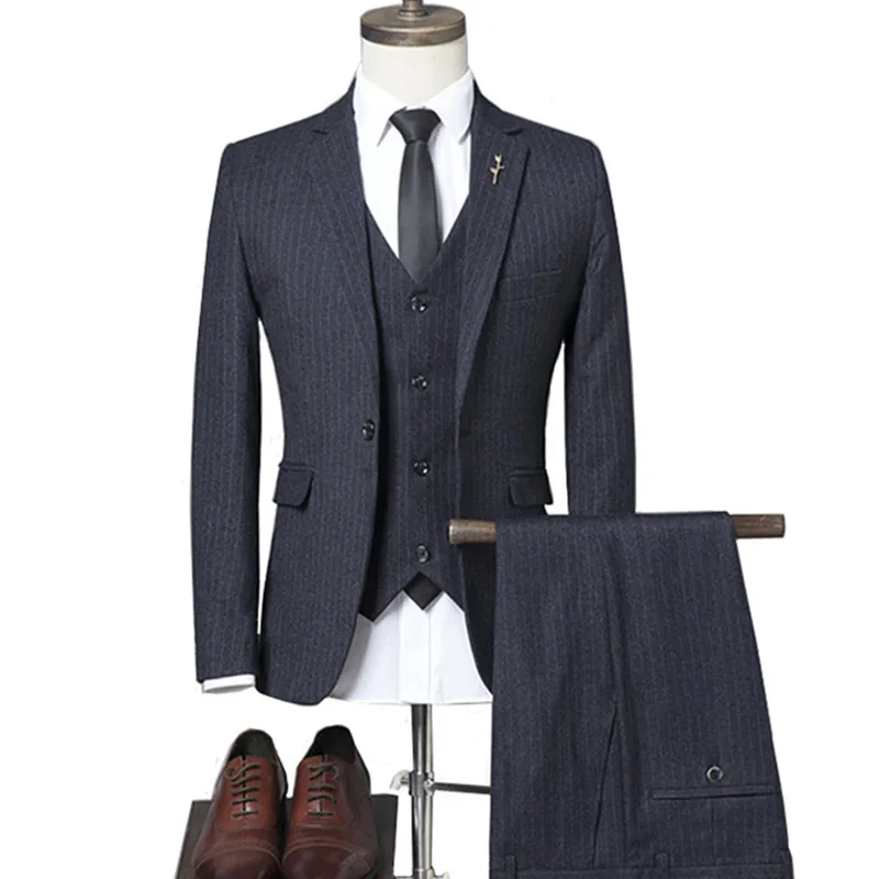 

Business Casual Suit Coat Vest Pants 2021 New Men's Fashion Boutique Wedding Dress Blazers Jacket Trousers Waistcoat 3 Pcs Set