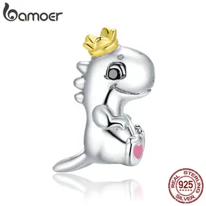 Шарм bamoer, теплый маленький динозавр, подходит для оригинальных браслетов и бусины для браслета серебра 925 пробы, изящные украшения, подарок SCC1674