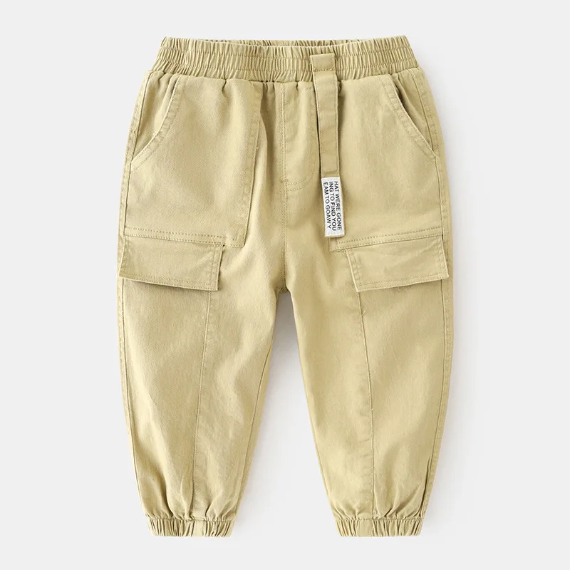 Осенние штаны для маленьких мальчиков Цвет армейский зеленый Модные эластичные