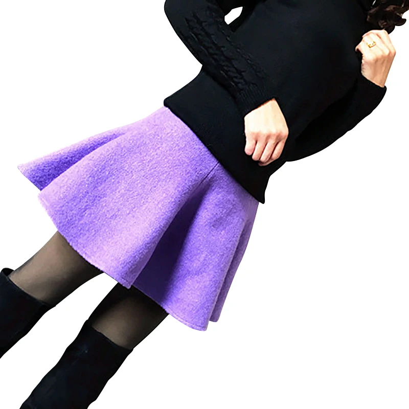 

new Korean woolen skirt fluffy skirt half skirt black high waist umbrella skirt anti light pants skirt swing skirt