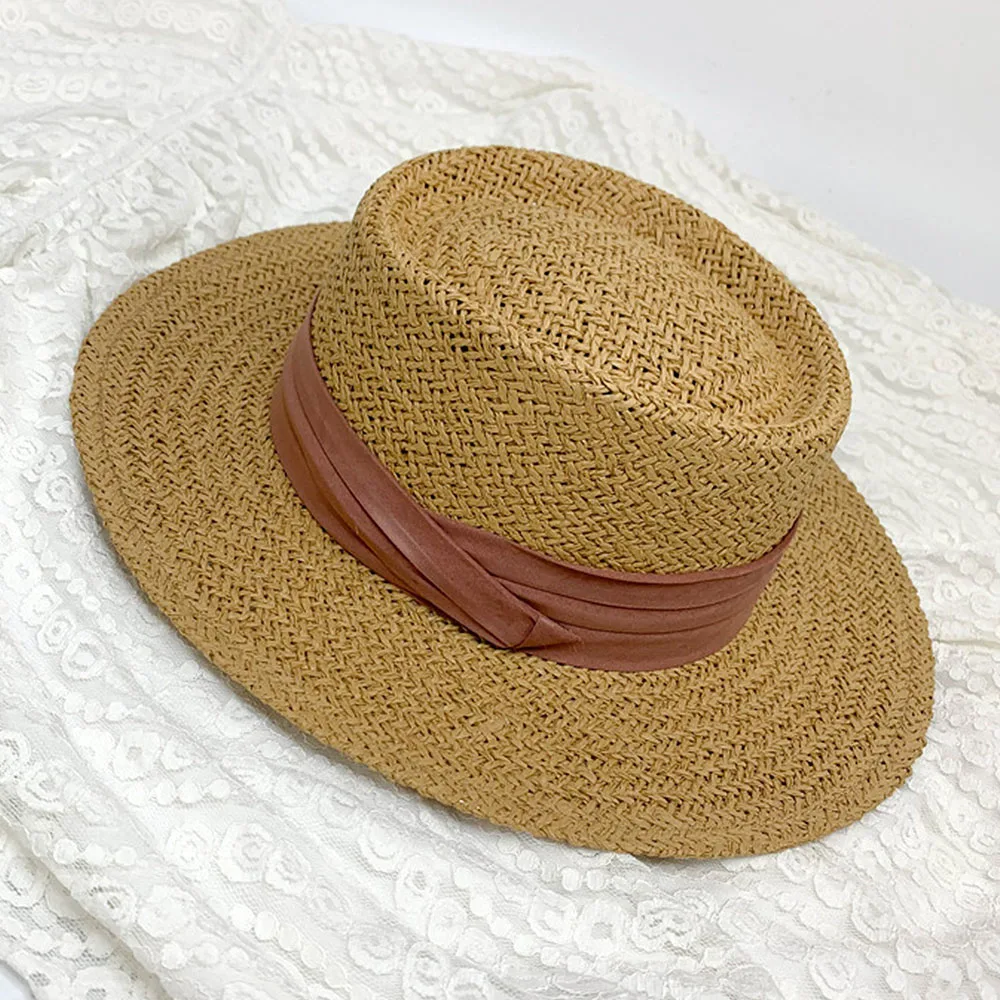 Summer Women Wide Brim Straw Hat Chapeau Paille Lady ribbon Sun Hats Boater Panama Beach Feminino Kentucky Derby Ascot | Аксессуары для