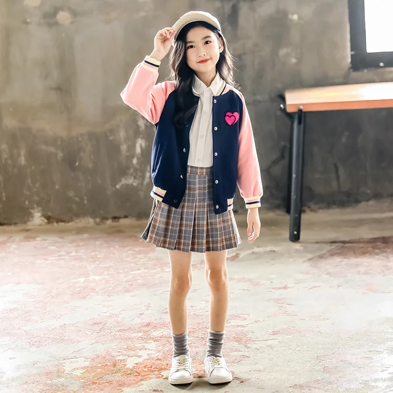 Верхняя одежда для девочек милые девушки Бейсбол куртки с аппликацией в виде