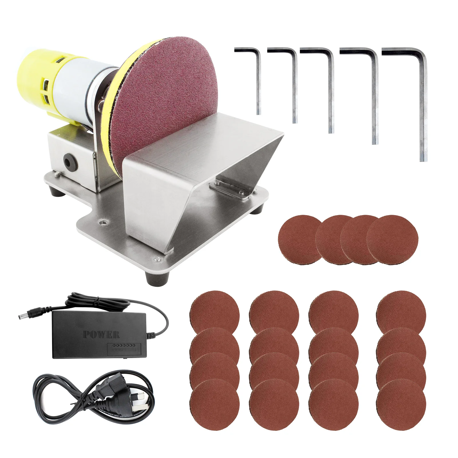 

KKmoon Electric Rotary Polisher Table Disc Sander with 7 Variable Speed 20 Pieces 3-Inch Sanding Discs for Polishing Grinding