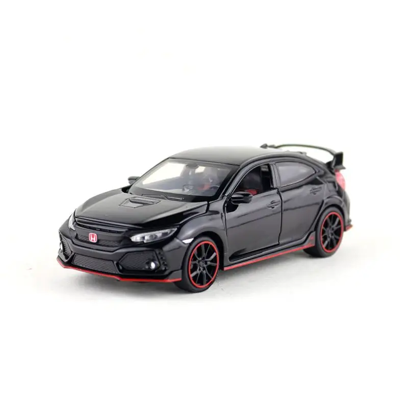 1:32 Масштаб/Литье под давлением металлическая игрушка/Honda Civic Тип R гоночный автомобиль/звук и свет/оттяните назад набор для обучения/фестиваль подарок для ребенка