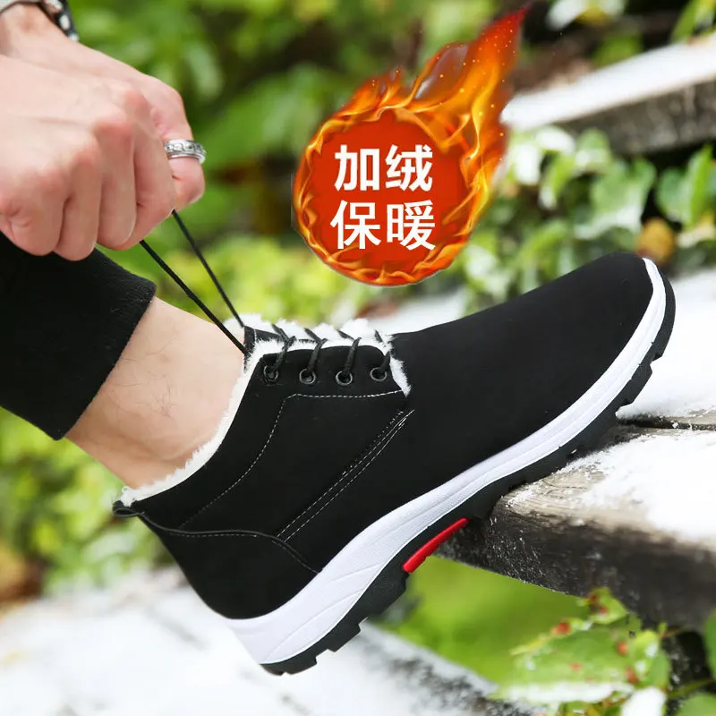 

Nice Winter Sports Shoes Men's Plush Thermal Large Cotton Shoes Thick Sole Anti Slip Board Shoes Outdoor Snow Boots Size 39-44
