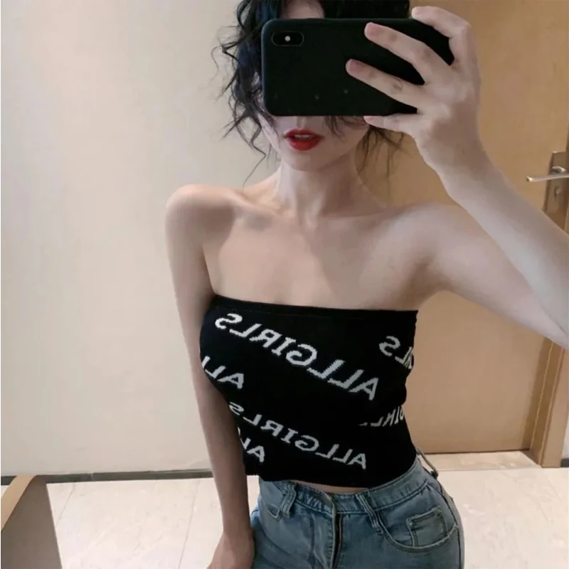 

Sexy vest black suspender top Korean fashion girl summer vest suspenders casual tube top women's sleeveless short vest