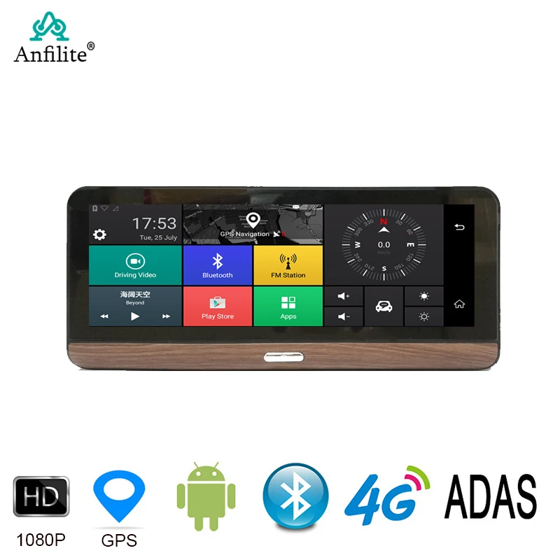 Автомобильный видеорегистратор Anfilite 4G ADAS 8 дюймов Android 5 1 GPS-навигация 1080P Wi-Fi Bluetooth
