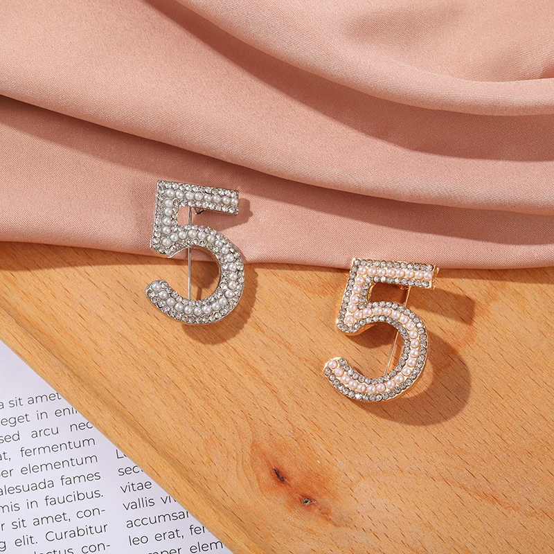 Полная Брошь Стразы с цифрами модные броши для свадебвечерние НКИ буквой 5