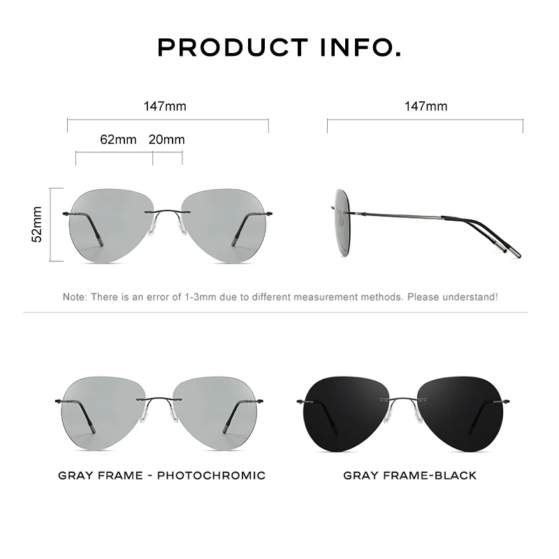 Мужские солнцезащитные очки без оправы CAPONI поляризационные для вождения рыбалки