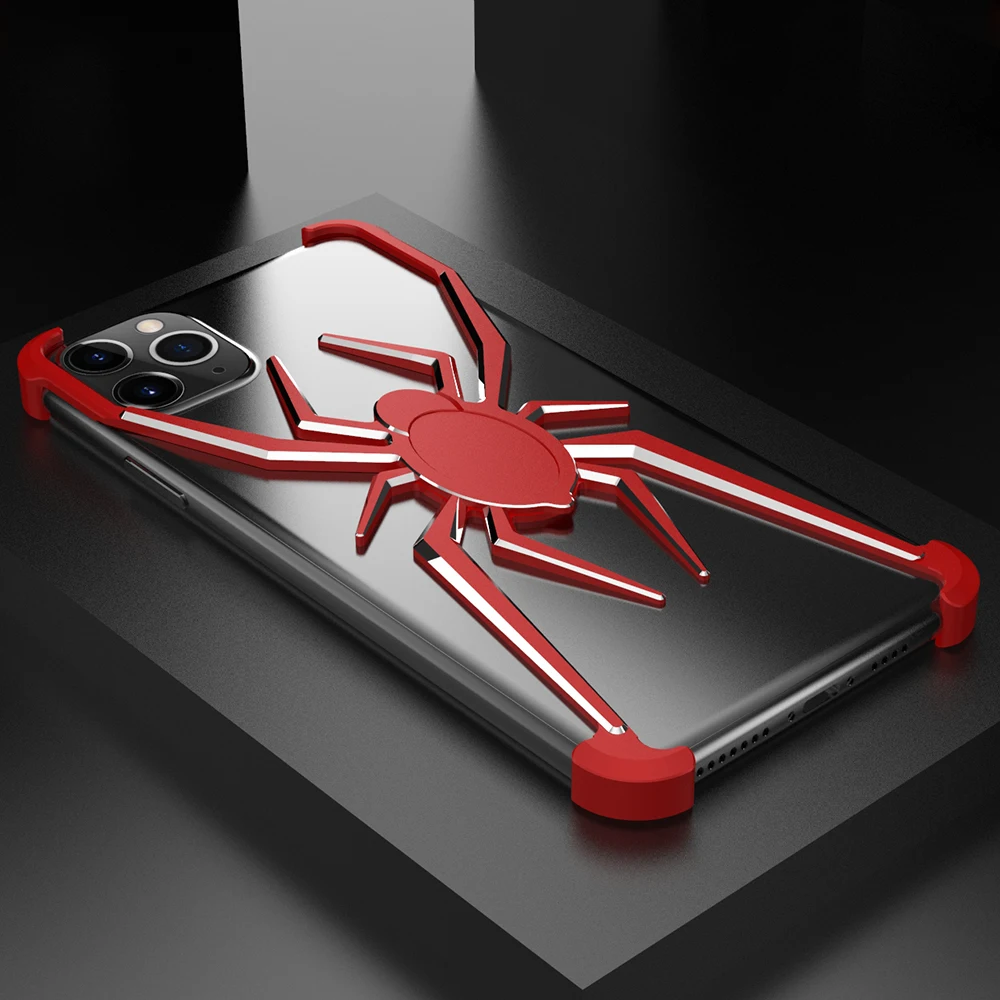 R-JUST Алюминиевый металлический чехол с пауком для iPhone 11 Pro Max XS Max XR X 8 7 Plus, чехол с Железным человеком, защитный чехол для телефона, кожаная сумка