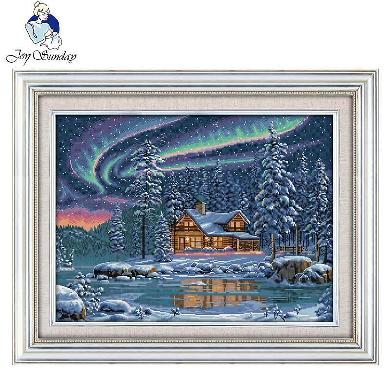 Вышивка крестиком Joy Sunday Набор для вышивки Аврора borealis DMC 11CT 14CT набор ручной