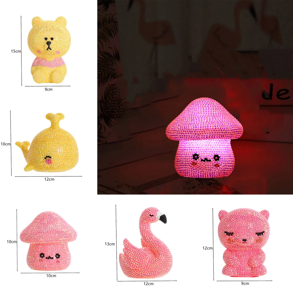 

DIY Diamond Painting LED Light Lamp Panda Mushroom Diamond Mosaic Embroidery Night Lamp Animal Home Desk Decor Christmas Gift