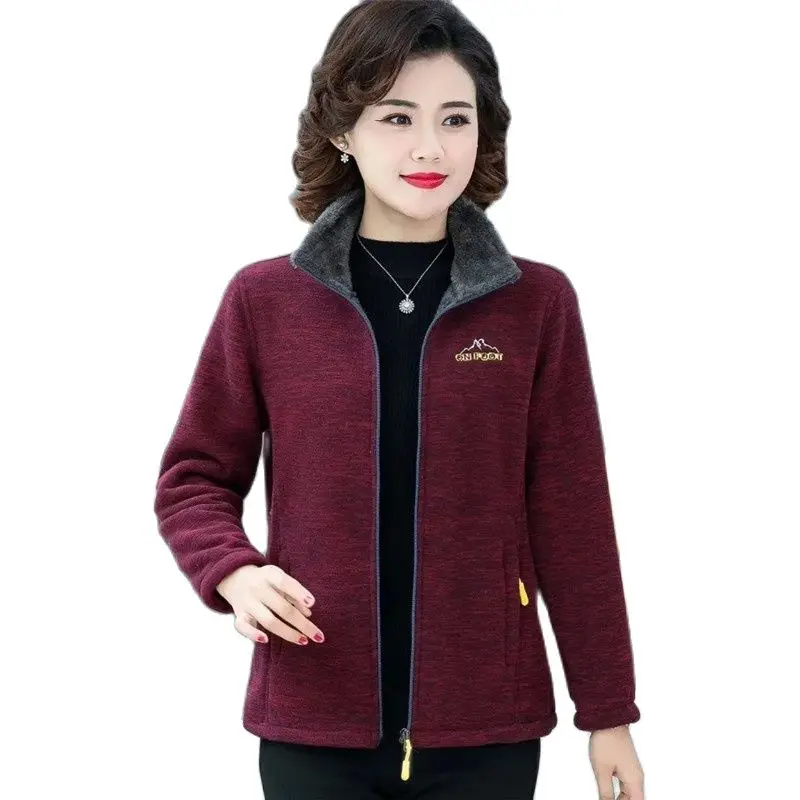 Осень-зима новая флисовая женская куртка среднего возраста с длинными рукавами