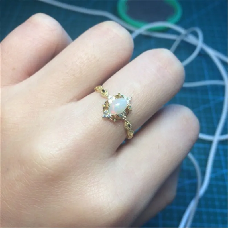 

UBESTNICE 925 Sterling Silver Oval Created Opal Resizable Rings Geometric Gold Filled Lace Hollow Vintage Fine Jewelry For Women