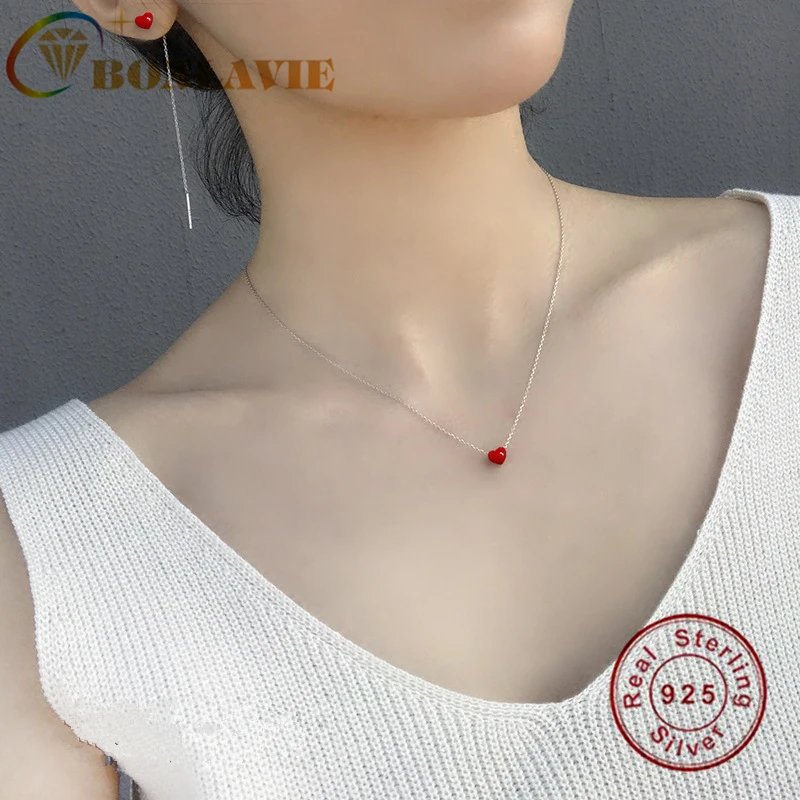 BONLAVIE r милая красная капля Глазурь Любовь Персиковое сердце короткая цепочка
