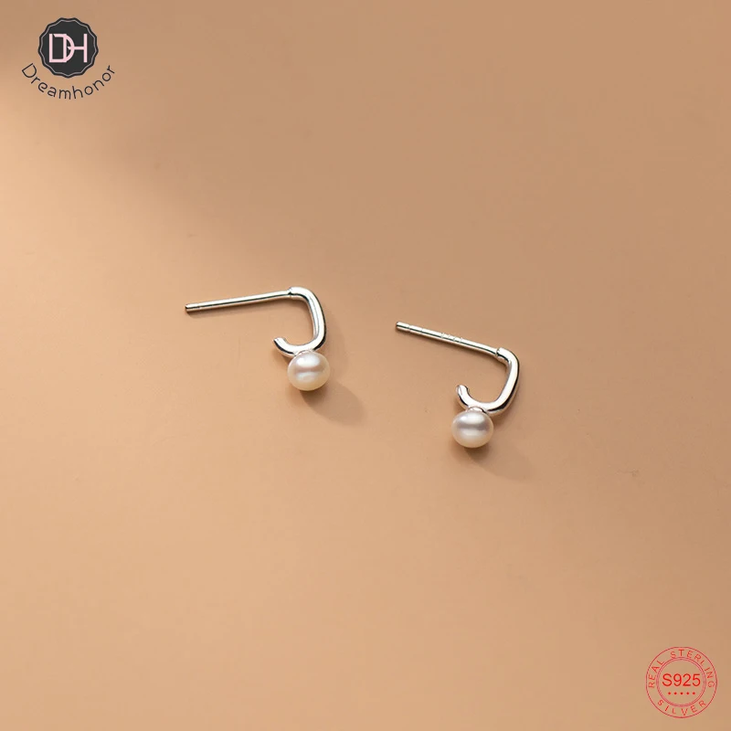 

Dreamhonor Simple Elegant 925 Sterling Silver C Shape Pearl Stud Earrings For Lady Gifts Jewelry Wholesale SMT229
