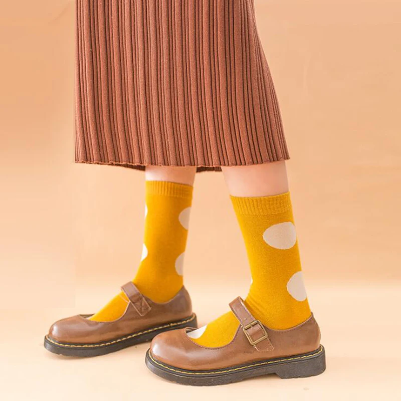 Модные хлопковые носки в горошек для женщин длинные стиле Харадзюку Cew корейские