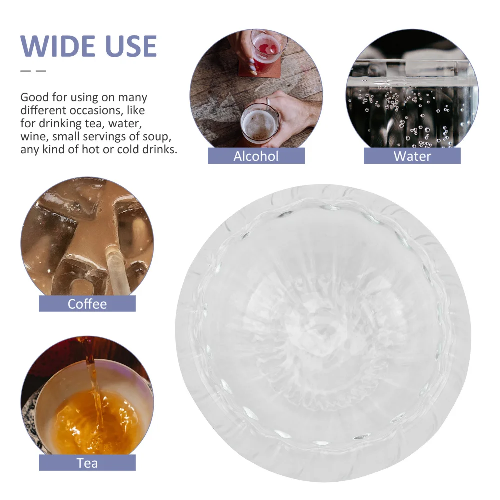 

6Pcs Double-Layer Tea Mugs Drinking Cups Pumpkin Stripe Glass Cups (Transparent)