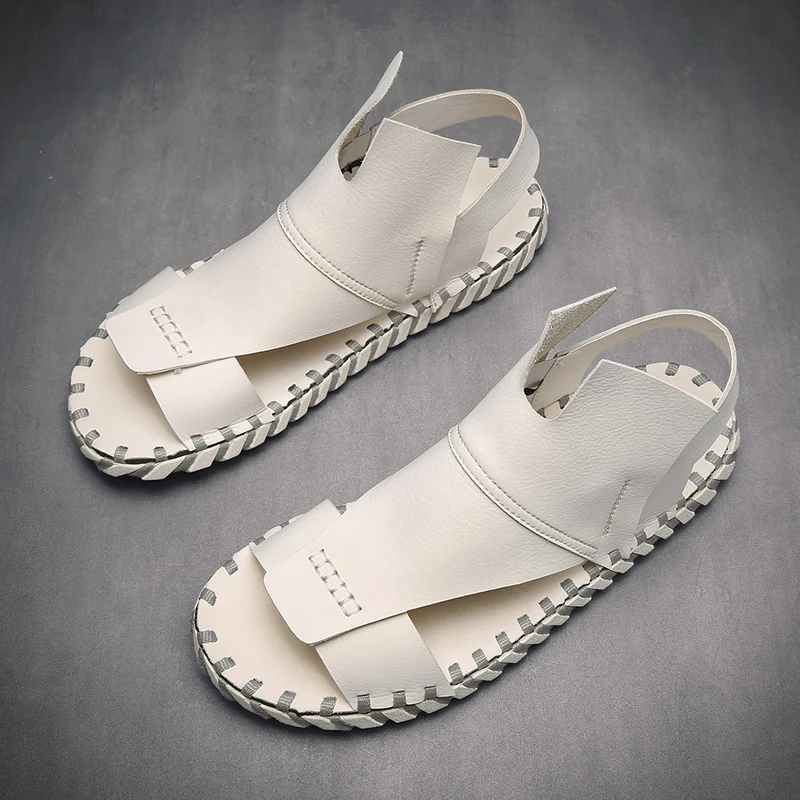 

2020 Leather Man Sandals Summer Shoes Men Beach Casual Shoes Krasovki Tenis Slippers Male Sandalias Hombre Male Comfortable Shoe