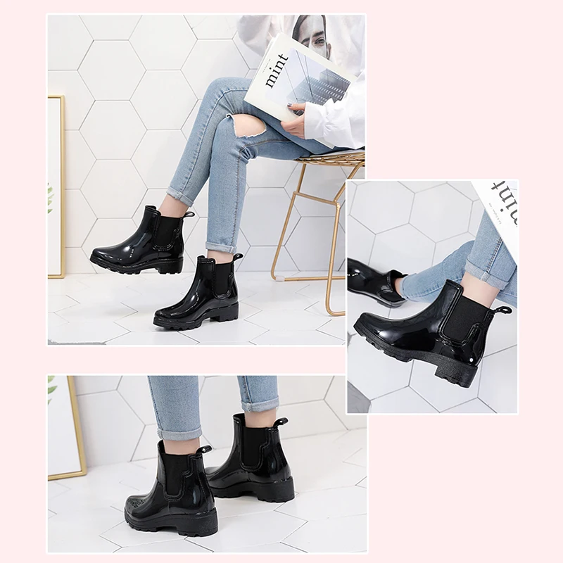 2021 Women Boots Soft Thick Wear-resistant Rubber Shoes Spring Autumn Fashion Short Boots Waterproof Anti-skid Water Shoes