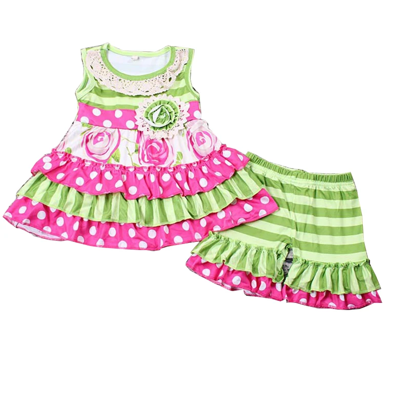 Нарядный летний наряд с оборками в полоску детская одежда для девочек