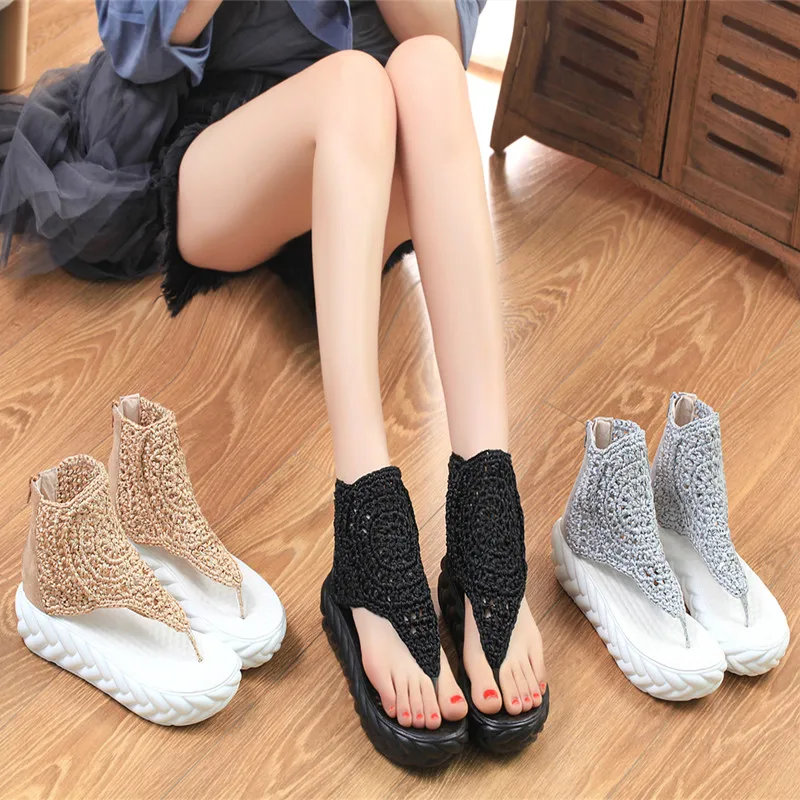 

5 см с тяжелым основанием, ботинки с мягкой подошвой удобная молния дамские сандалии Летний Лидер продаж Твердые Цвет студенческие римские ...