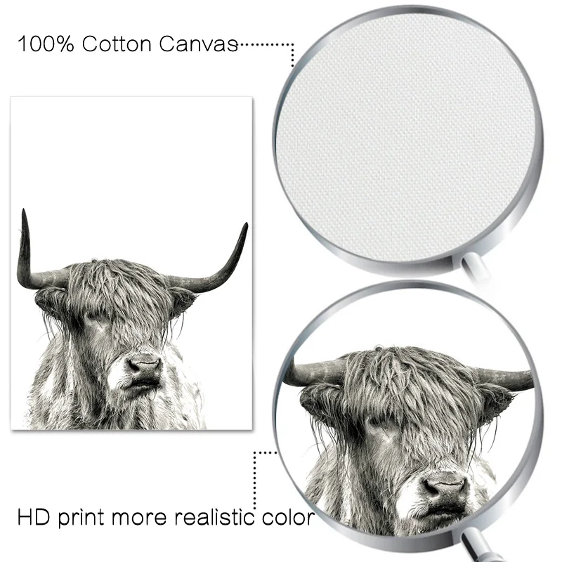 Скандинавская ферма корова дом пейзаж холст картина мотивационный плакат черная