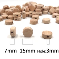 20 pcs 15mm wood beads oblate shape beads straight hole natural wood beech beads for jewelry making bracelet pendant diy
