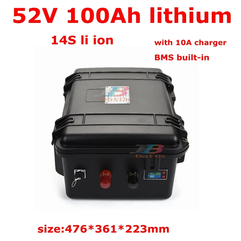 52 в 14S 100Ah литий ионный аккумулятор Пакет с BMS для 3000W поднимает грузовик блок
