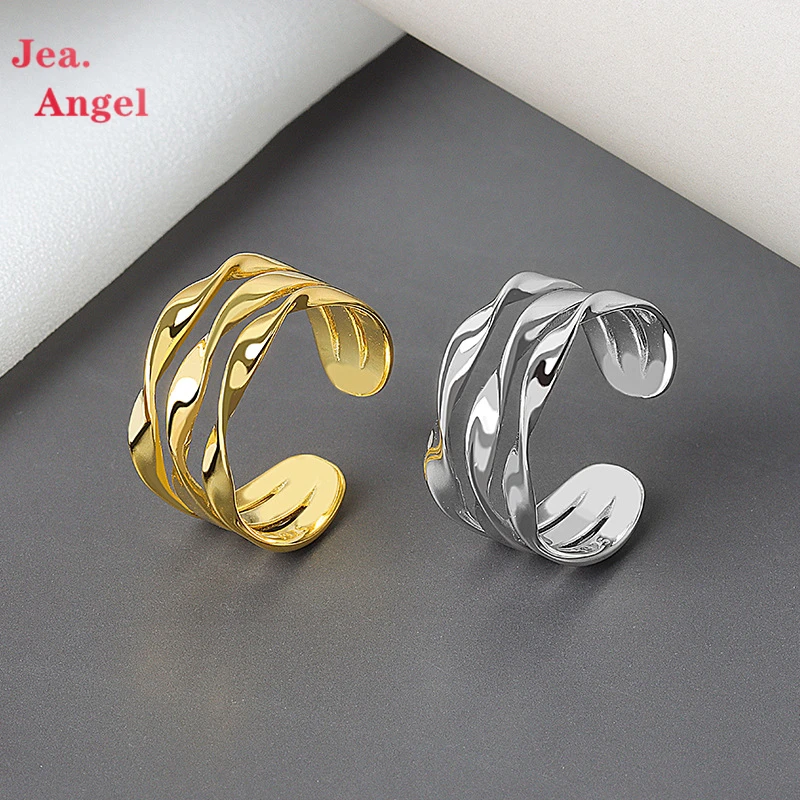 

Jea.Angel 925 серебристый неправильной формы, плетеные открытые Регулируемые кольца 2021, Модные Винтажные Аксессуары для женщин