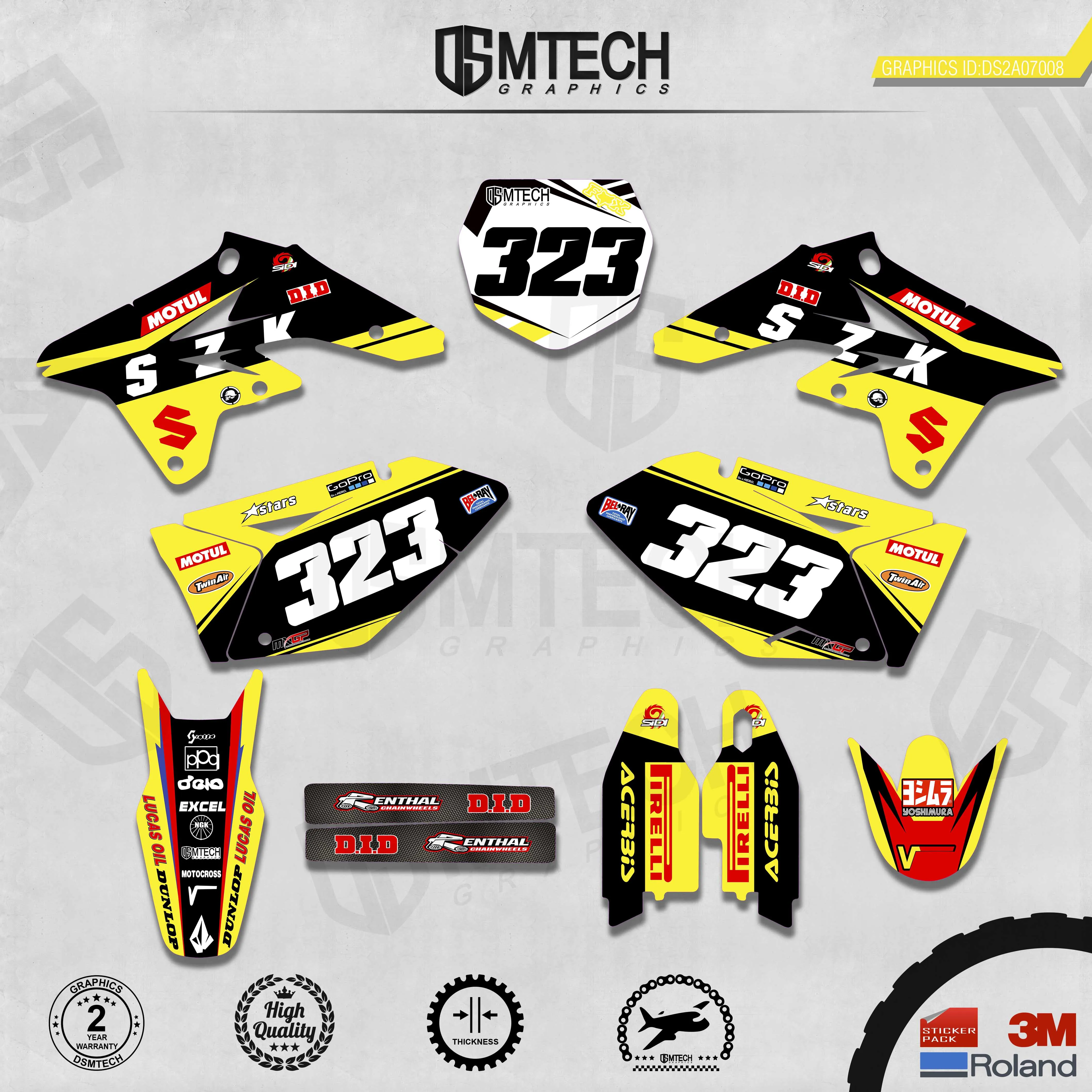 DSMTECH Customized  Team Graphics Backgrounds Decals 3M Custom Stickers For SUZUKI 2007-2009 RMZ250  008