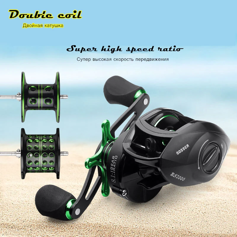 High speed ratio Baitcasting reel Double coil 2 speed Surfcasting Fishing match Precision throw 8kg Casting wheel Snakehead Sea